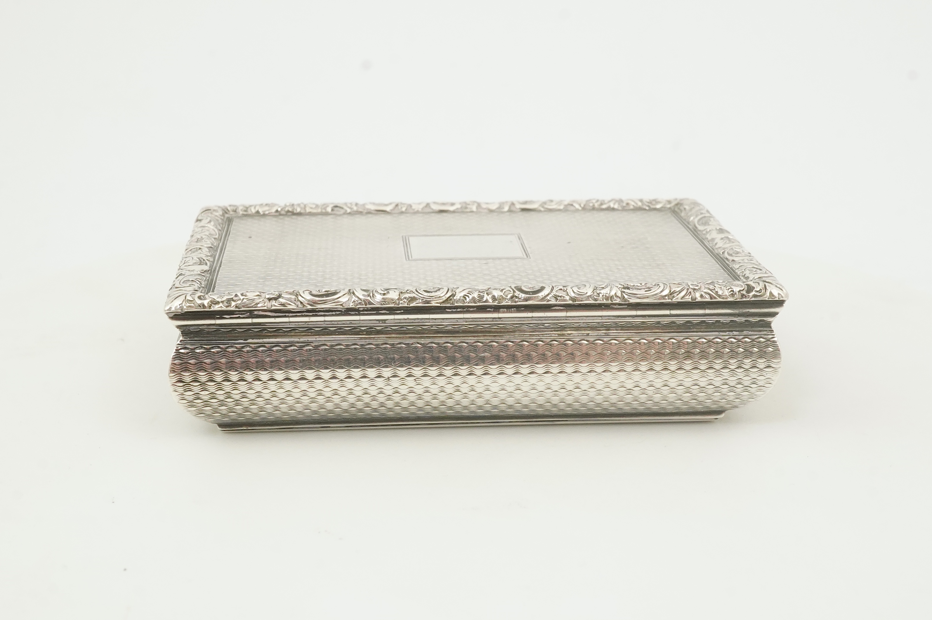 A William IV Scottish engine turned silver rectangular snuff box, by James Nasmyth